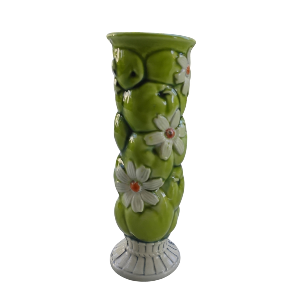 Green Floral Ceramic Vase